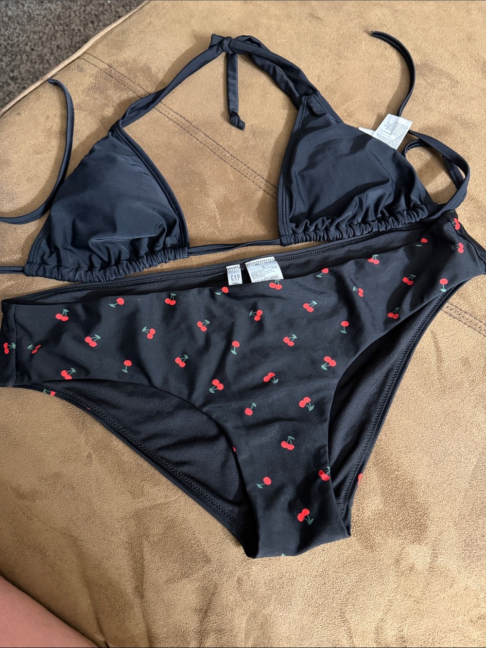 GAP Black Bikini Set with Red Cherry Print - Women Swim